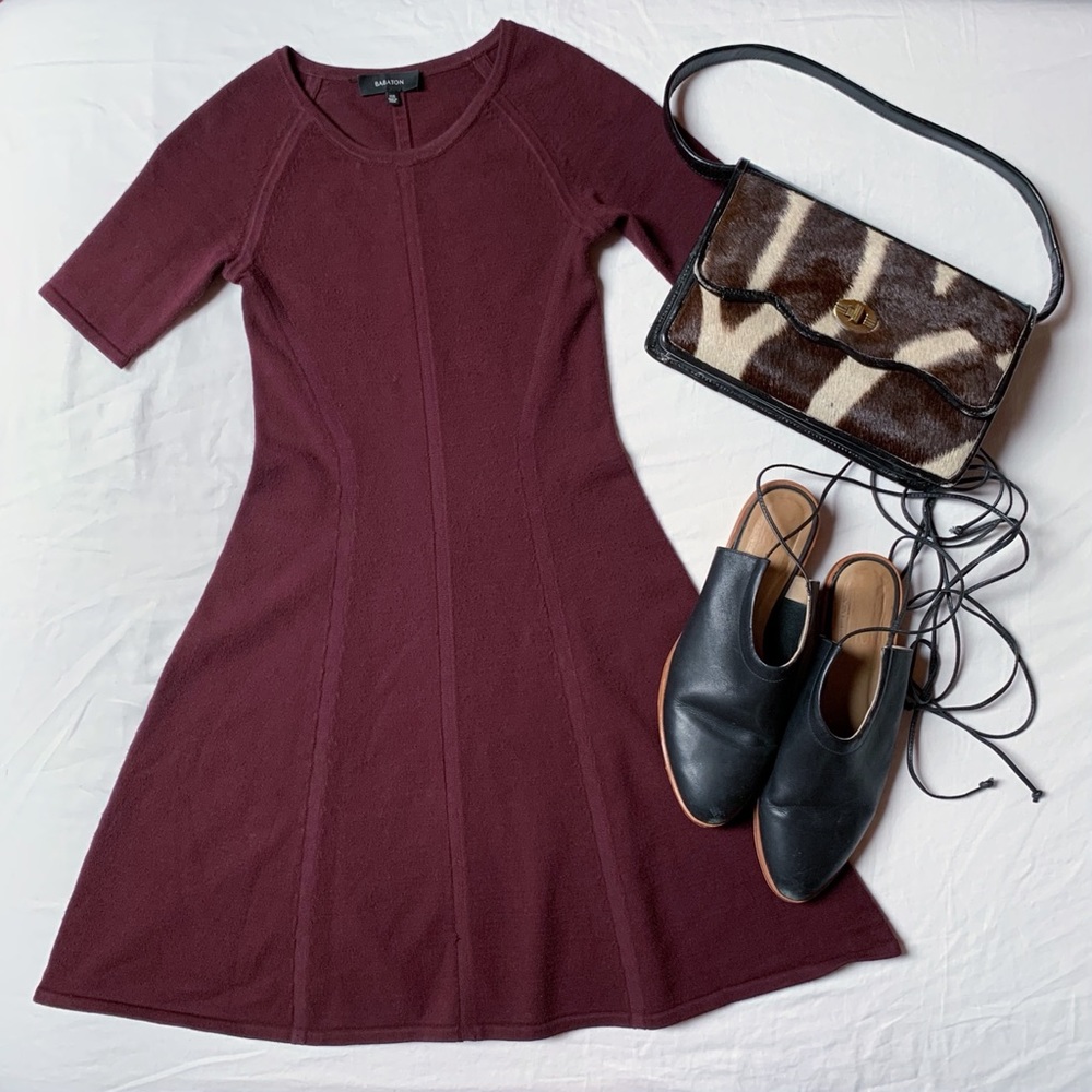 Aritzia Babaton Knit Cranberry Fit Flare Dress XXS